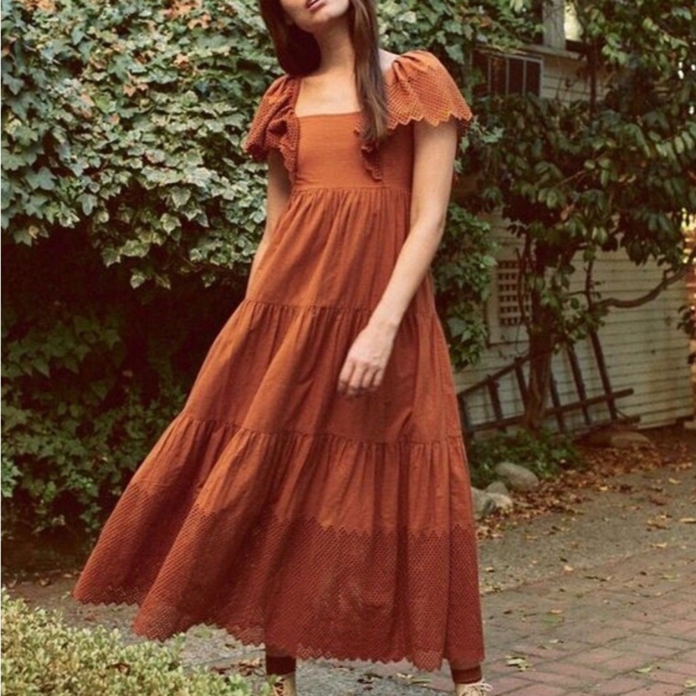 THE GREAT. Terracotta Midi Dress - size 2/ medium